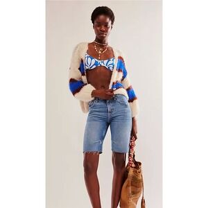 Free People x We the Free Ghost Town High Rise Long Shorts Blue Size 27 NWT